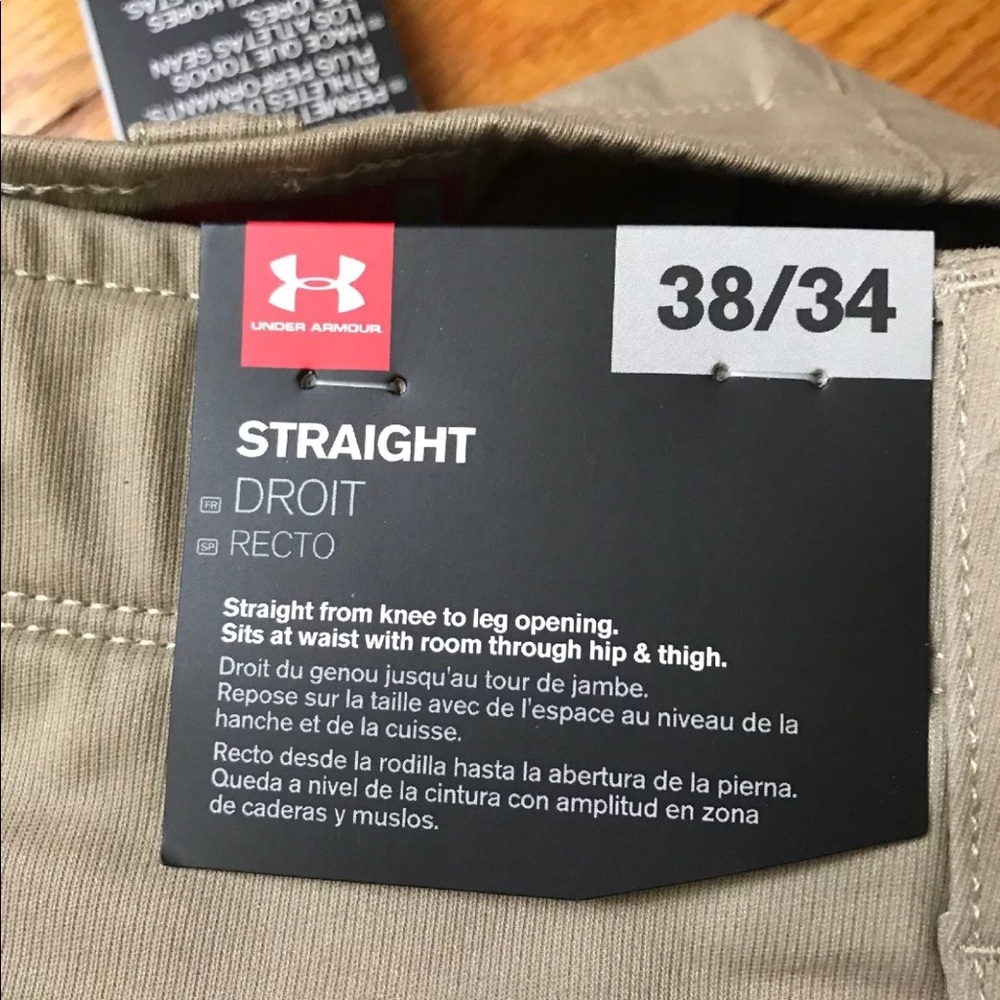 Under Armour Straight Droit Recto Golf Size 38/34